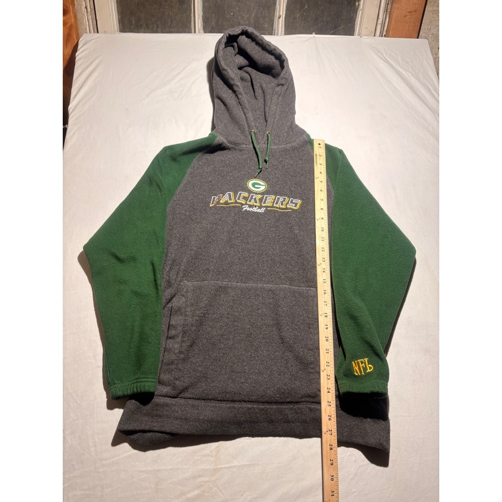 Vintage Green Bay Packers NFL Fleece Hoodie Grey Green Embroidered Pullover